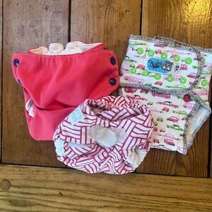 Kids Cloth Diaper Set - Red, Pink, and White